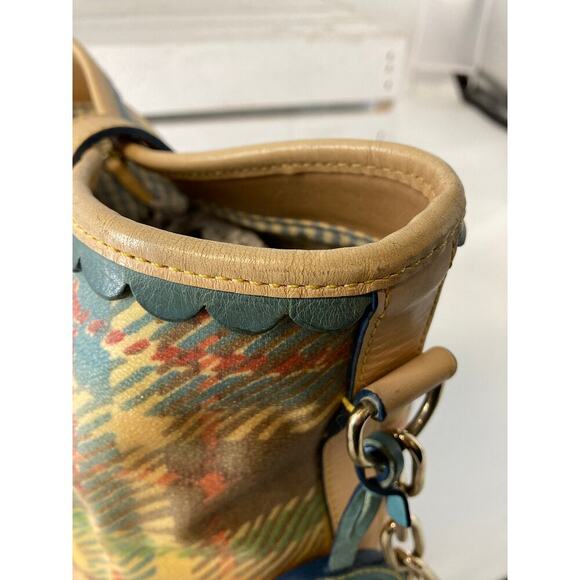 DOONEY & BOURKE COLORFUL COATED CANVAS PLAID SHOULDER BAG - Picture 11 of 16